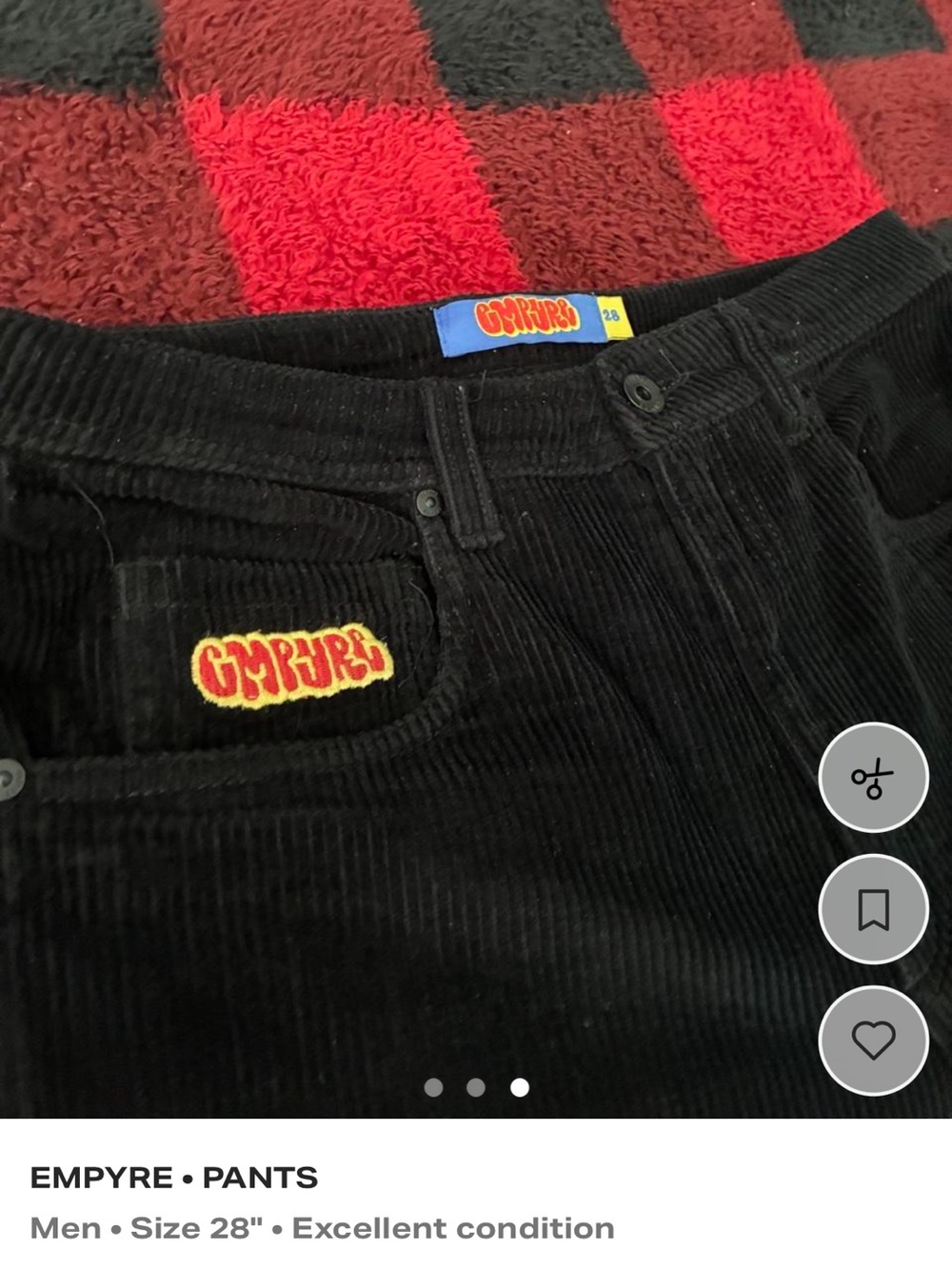 Empyre Black Corduroy Men's Pants with Subtle Logo Patch - Picture 6 of 6